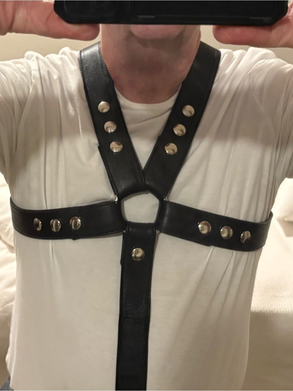 Black Leather Studded Chest Harness - Full Kit Provincetown